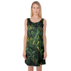 Banana leaves Sleeveless Satin Nightdress