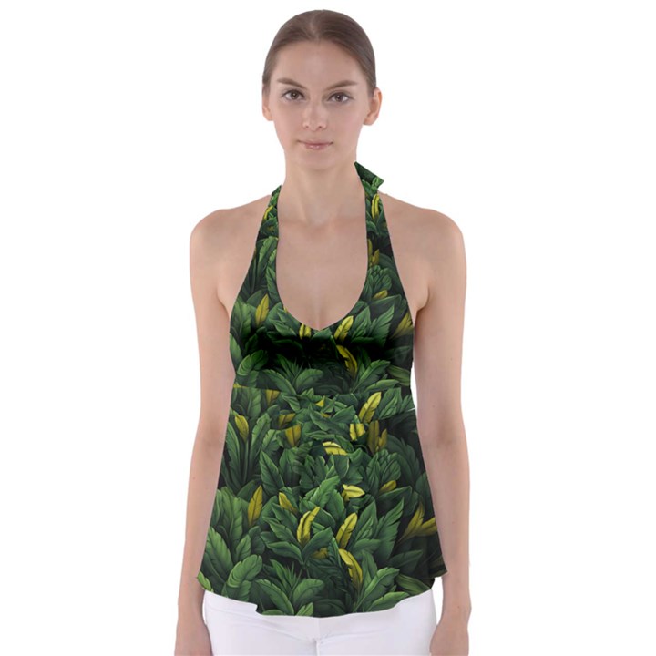 Banana leaves Tie Back Tankini Top