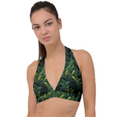 Banana leaves Halter Plunge Bikini Top