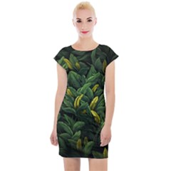 Banana Leaves Cap Sleeve Bodycon Dress by goljakoff