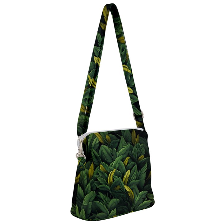 Banana leaves Zipper Messenger Bag