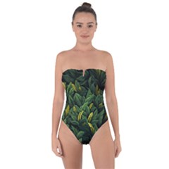 Banana Leaves Tie Back One Piece Swimsuit by goljakoff