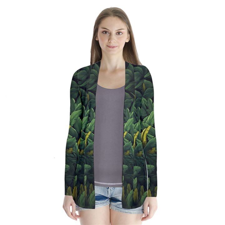 Banana leaves Drape Collar Cardigan