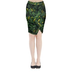 Banana Leaves Midi Wrap Pencil Skirt by goljakoff