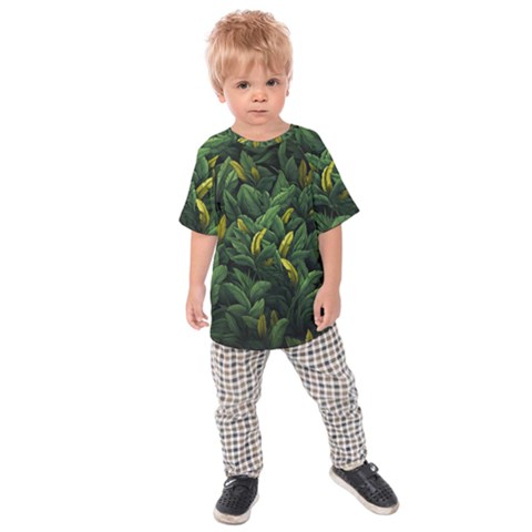 Banana Leaves Kids  Raglan T-shirt by goljakoff