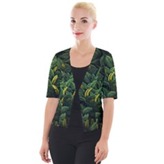 Banana leaves Cropped Button Cardigan