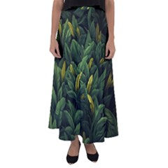 Banana leaves Flared Maxi Skirt