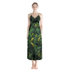 Banana leaves Button Up Chiffon Maxi Dress