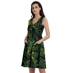 Banana leaves Sleeveless Dress With Pocket