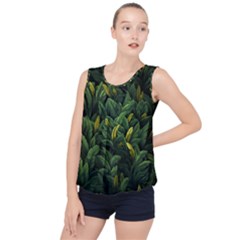 Banana leaves Bubble Hem Chiffon Tank Top