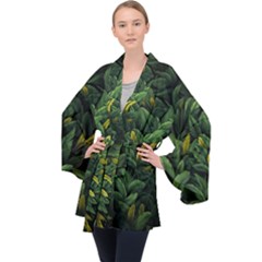 Banana leaves Long Sleeve Velvet Kimono 