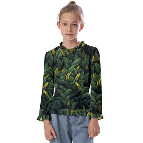 Banana Leaves Kids  Frill Detail T-shirt by goljakoff