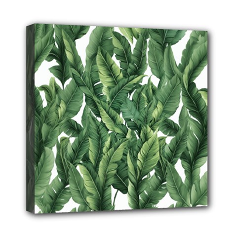 Green Banana Leaves Mini Canvas 8  X 8  (stretched) by goljakoff