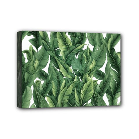 Green Banana Leaves Mini Canvas 7  X 5  (stretched) by goljakoff