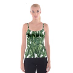 Green Banana Leaves Spaghetti Strap Top by goljakoff