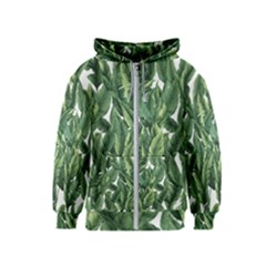 Green Banana Leaves Kids  Zipper Hoodie