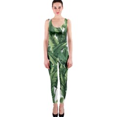 Green Banana Leaves One Piece Catsuit by goljakoff