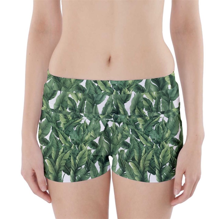 Green banana leaves Boyleg Bikini Wrap Bottoms