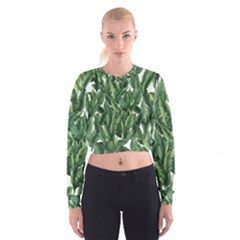 Green Banana Leaves Cropped Sweatshirt