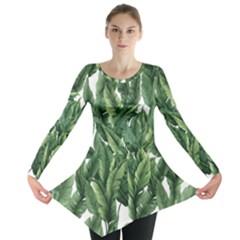 Green Banana Leaves Long Sleeve Tunic  by goljakoff