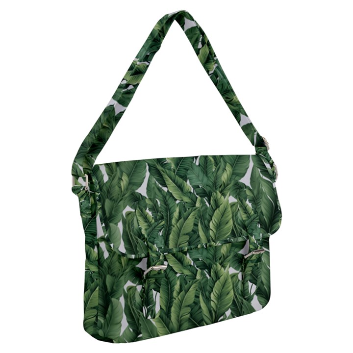 Green banana leaves Buckle Messenger Bag