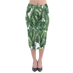 Green Banana Leaves Midi Pencil Skirt by goljakoff