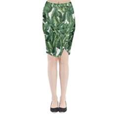 Green Banana Leaves Midi Wrap Pencil Skirt by goljakoff