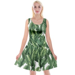 Green Banana Leaves Reversible Velvet Sleeveless Dress