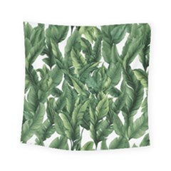 Green Banana Leaves Square Tapestry (small) by goljakoff