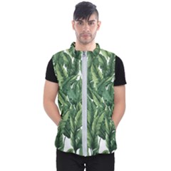 Green Banana Leaves Men s Puffer Vest by goljakoff