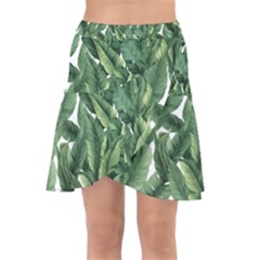 Green Banana Leaves Wrap Front Skirt by goljakoff