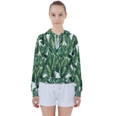 Green Banana Leaves Women s Tie Up Sweat