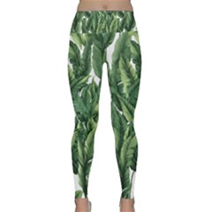 Green Banana Leaves Lightweight Velour Classic Yoga Leggings by goljakoff