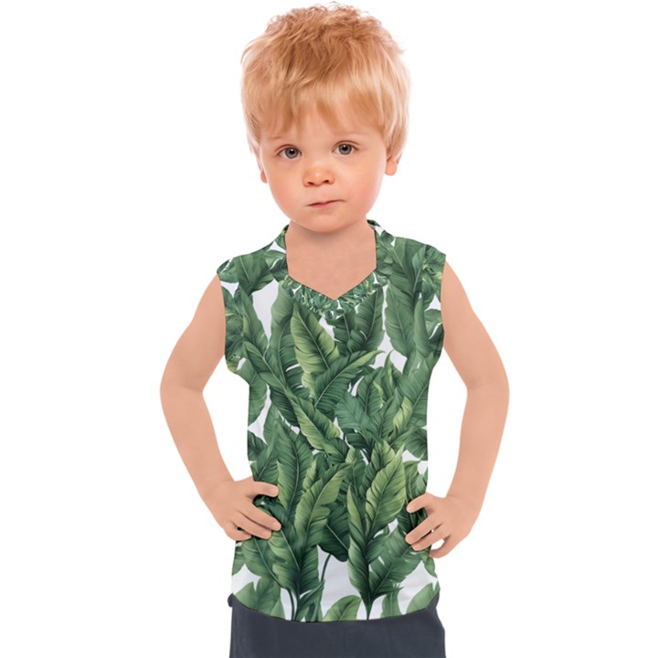 Green banana leaves Kids  Sport Tank Top