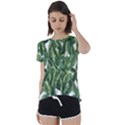 Green banana leaves Short Sleeve Open Back T-Shirt View1