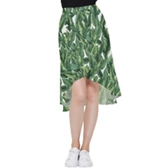 Green Banana Leaves Frill Hi Low Chiffon Skirt by goljakoff