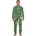 Green banana leaves Men s Long Sleeve Velvet Pocket Pajamas Set View1