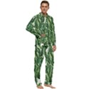 Green banana leaves Men s Long Sleeve Velvet Pocket Pajamas Set View2