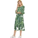 Green banana leaves Double Cuff Midi Dress View2