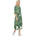 Green banana leaves Double Cuff Midi Dress View3