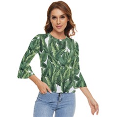 Green Banana Leaves Bell Sleeve Top