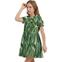 Green banana leaves Kids  Bow Tie Puff Sleeve Dress View3