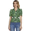 Green banana leaves Puffed Short Sleeve Button Up Jacket View1