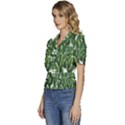 Green banana leaves Puffed Short Sleeve Button Up Jacket View2