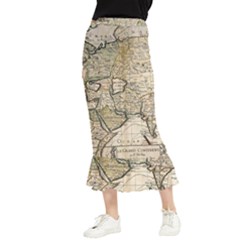 Tartaria Empire Vintage Map Maxi Fishtail Chiffon Skirt by Grandong