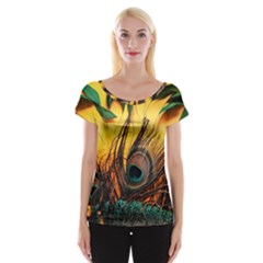 City Light Sky Landmark Painting Cap Sleeve Top by Cemarart