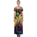 City Light Sky Landmark Painting High Waist Short Sleeve Maxi Dress View1