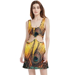 City Light Sky Landmark Painting Velour Cutout Dress by Cemarart