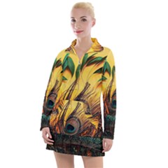 Art Paint Landscape Mountain Women s Long Sleeve Casual Dress by Cemarart