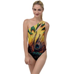 City Light Sky Landmark Painting To One Side Swimsuit by Cemarart